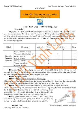Toán 12 - Hàm số - Ứng dụng đạo hàm